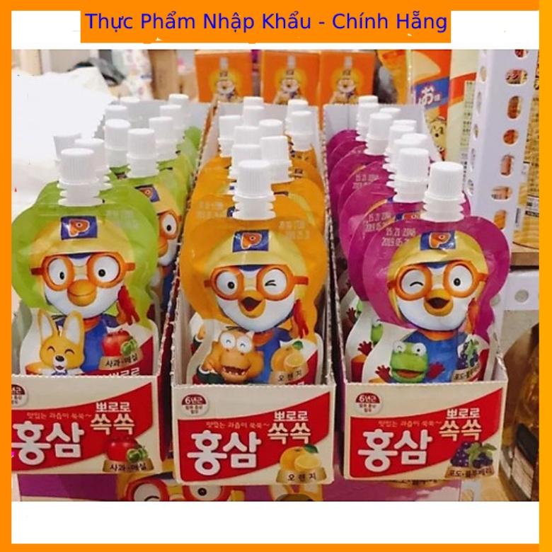 1 xách 10 túi Nước hồng sâm trái cây Pororo 100ml/túi Hàn Quốc