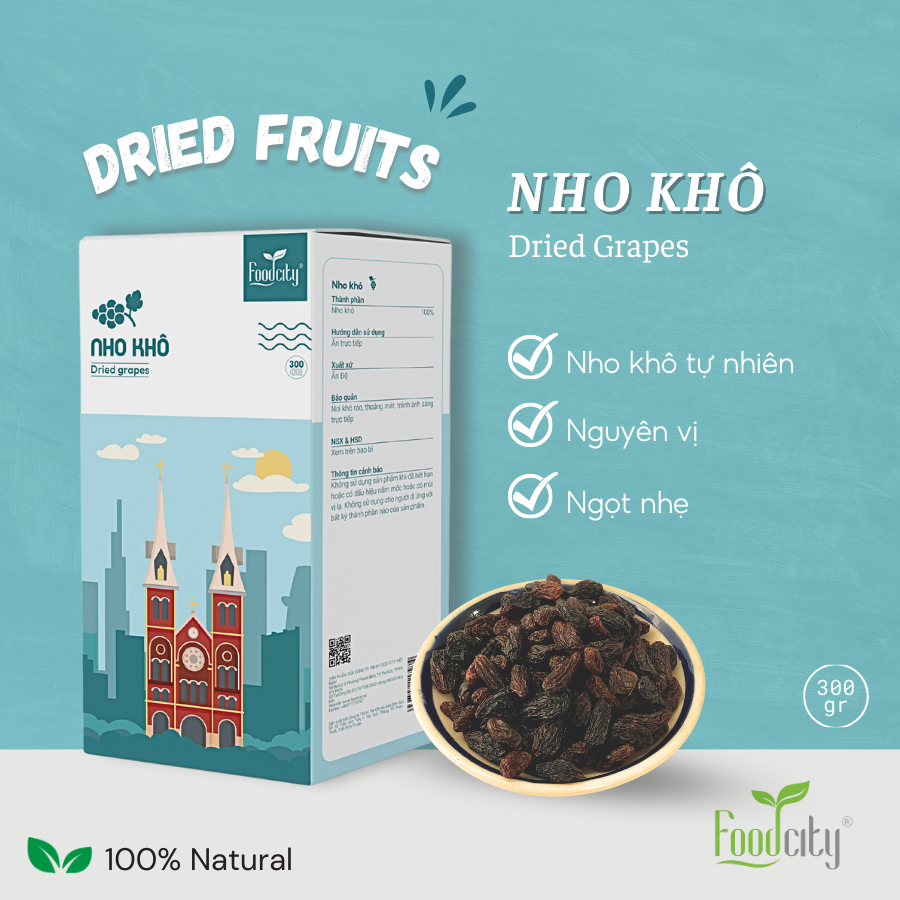 Nho khô size to, vị ngọt tự nhiên, tốt cho sức khỏe thương hiệu Foodcity Store