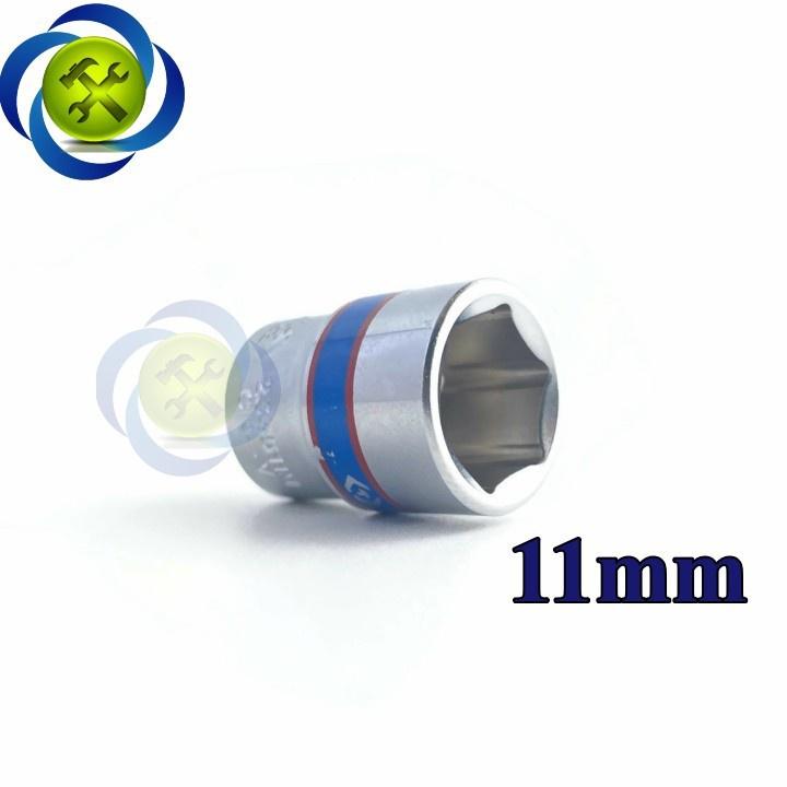 Tuýp 11mm 1/4 Kingtony 233511M loại ngắn 6 cạnh màu trắng