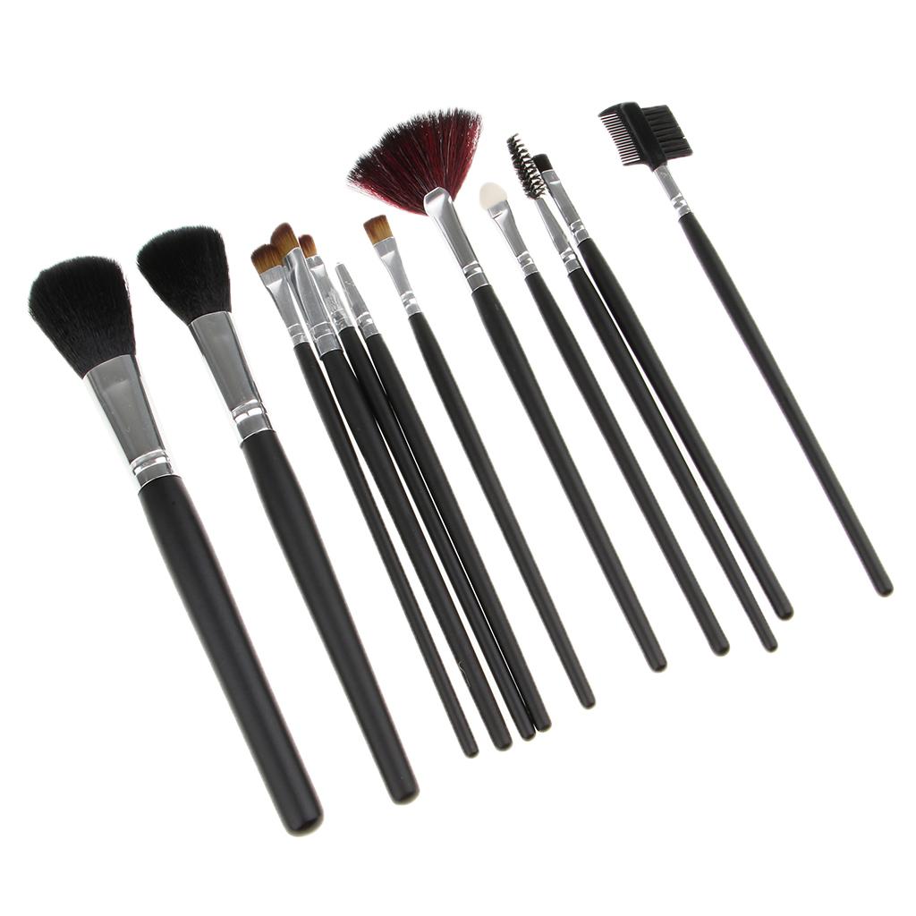Cuticate 12 Cọ Kabuki Trang Điểm Bộ Nền Đen Phối Eyeshdow Cọ Môi W/Túi