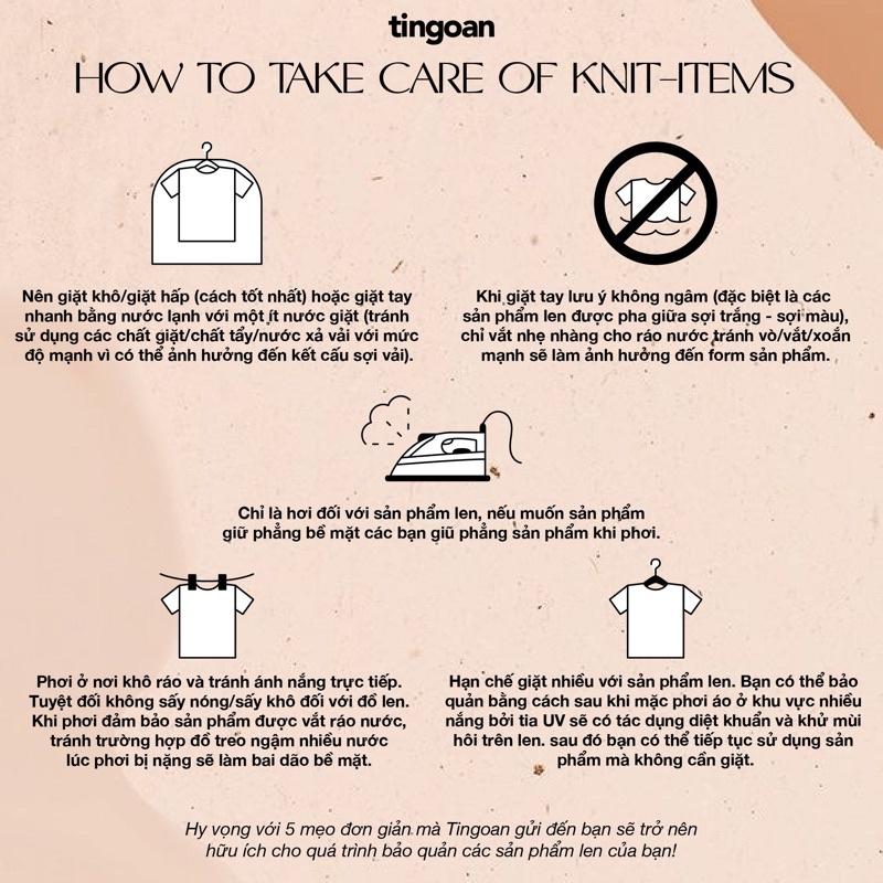 Áo len dài tay cổ vuông dọc cúc vàng nhạt tingoan DREAMLIKE TOP/YL