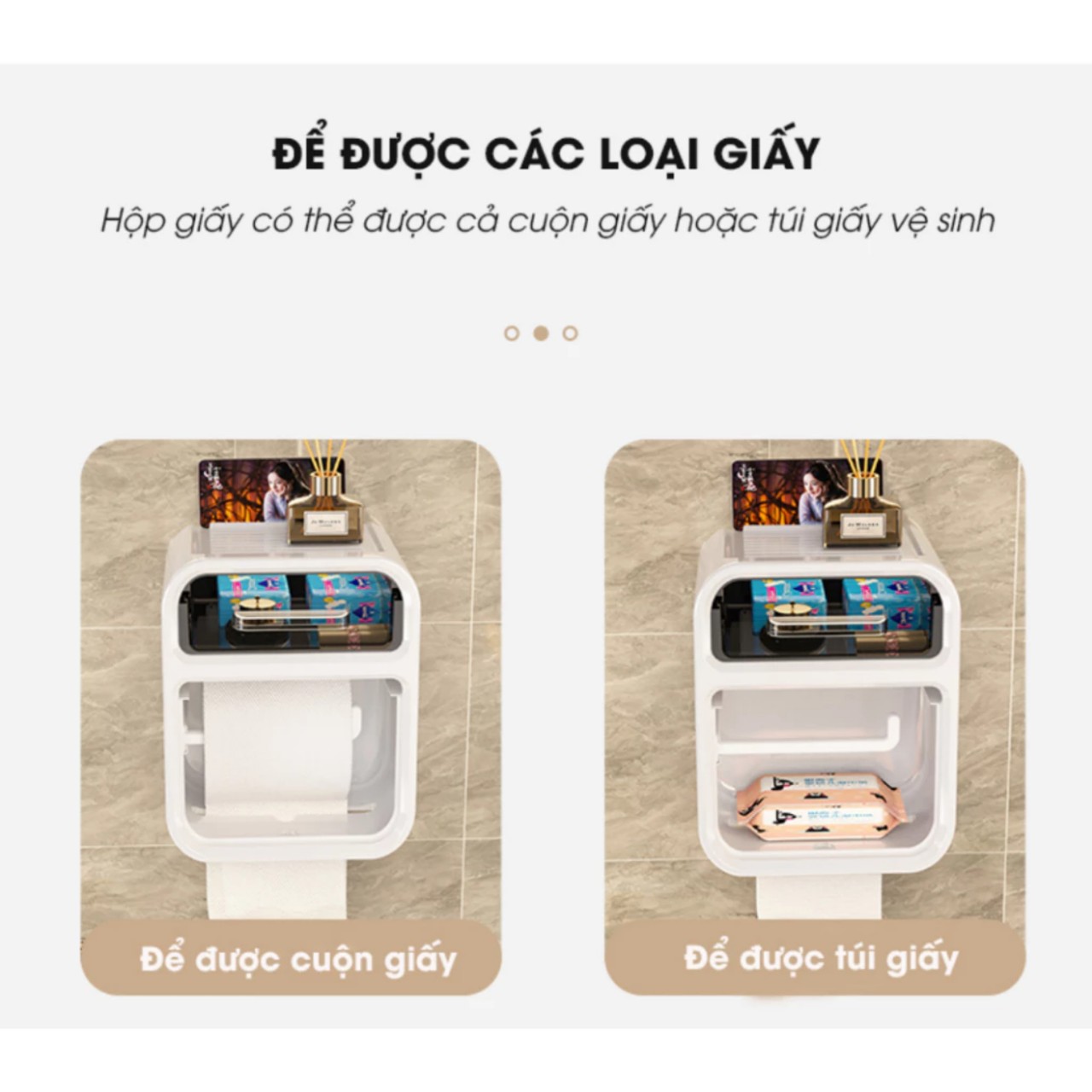 Hộp đựng giấy vệ sinh dán tường 2 tầng chống thấm