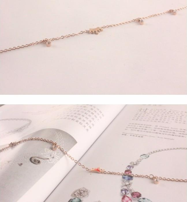 Lắc Chân Nữ Hình Vương Miện Chất Liệu Thép Titan Ko Đen TT 0102