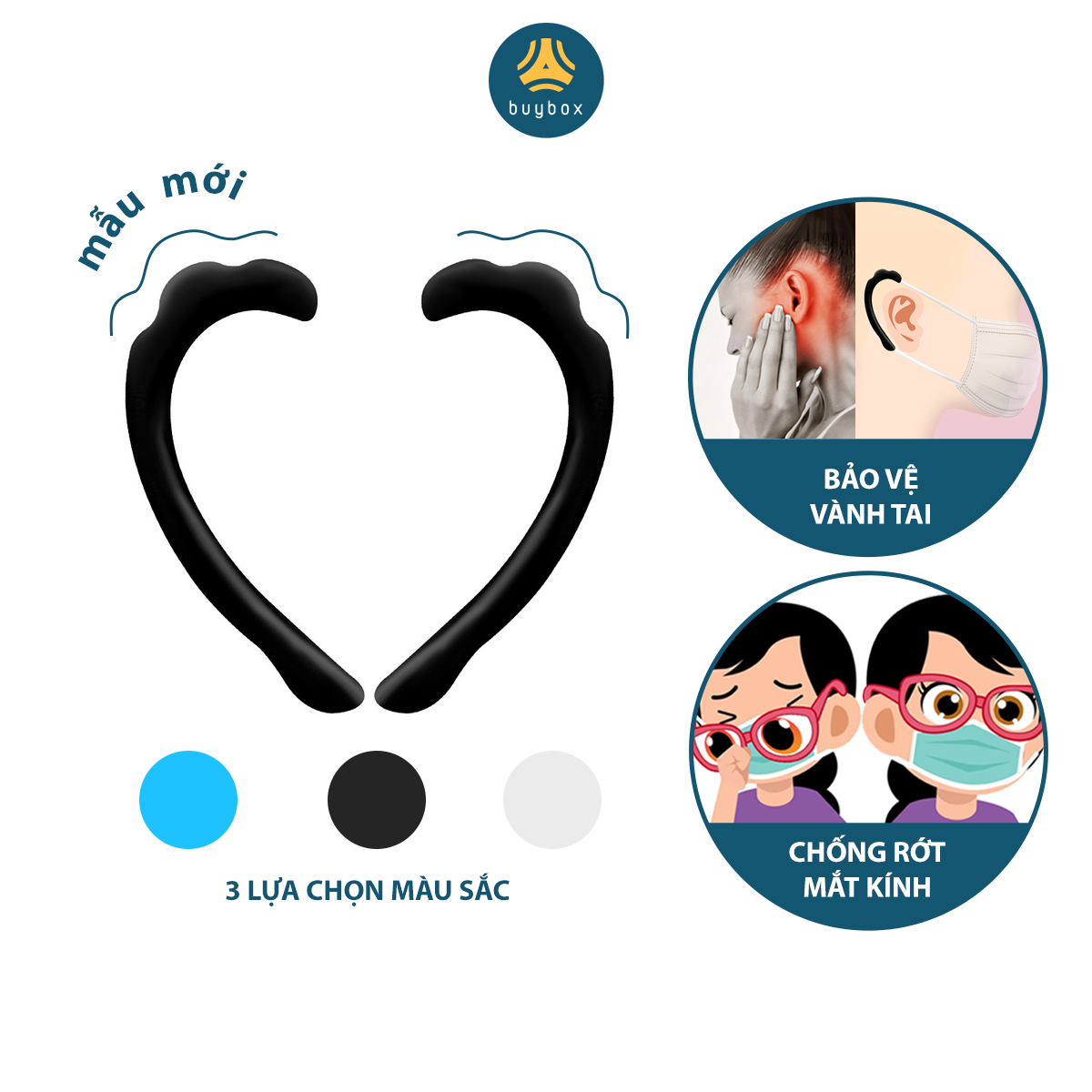 Quai đeo khẩu trang chất liệu silicone giúp đệm êm vành tai, giảm hằn đỏ _BUYBOX_BBPK195
