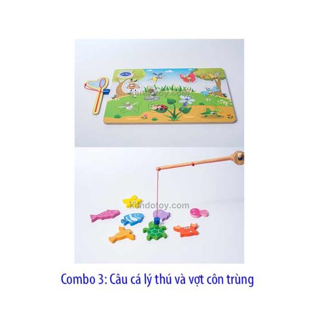 Combo đồ chơi câu cá bộ câu lý thú và vợt côn trùng các loại