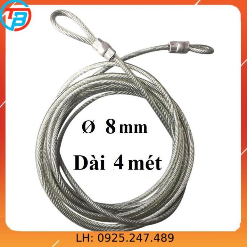 Dây cáp khóa xe bọc nhựa Phi 8mm - Dài 4 mét CÁP THÉP Thái Bình VinàN