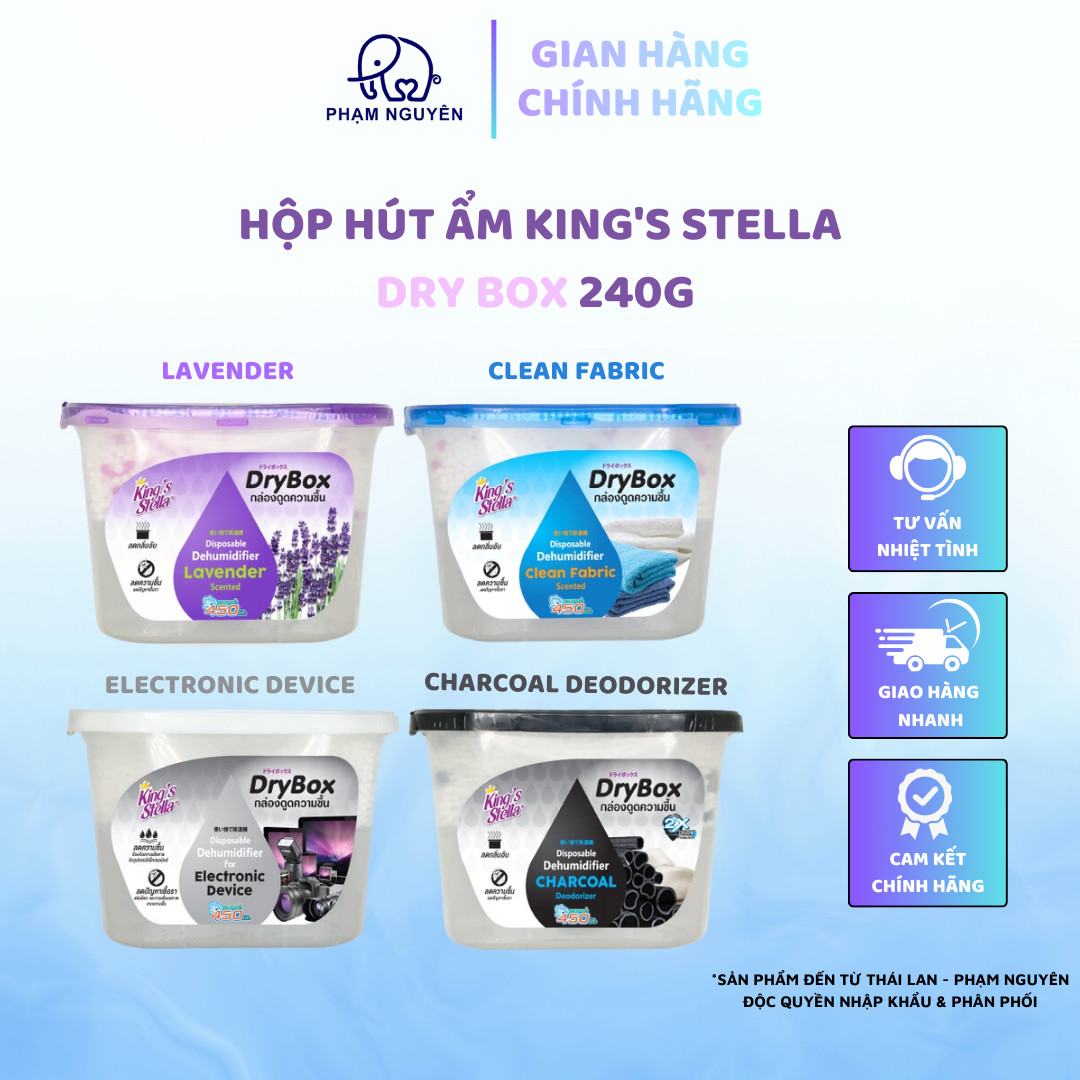 Hộp hút ẩm King's Stella khử mùi ẩm mốc Thái Lan - 240g