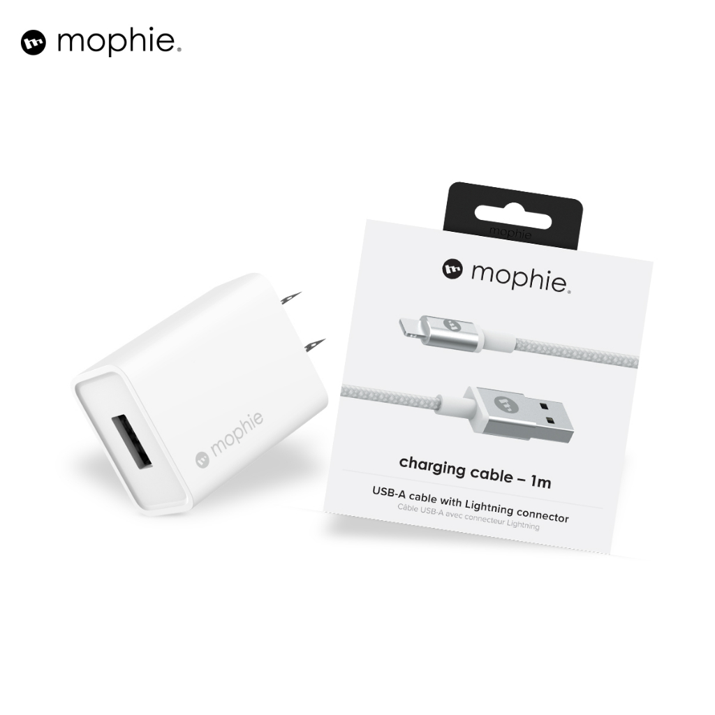 Combo sạc nhanh Mophie usb-A to LN 10W dành cho IP/Táo - Hàng chính hãng