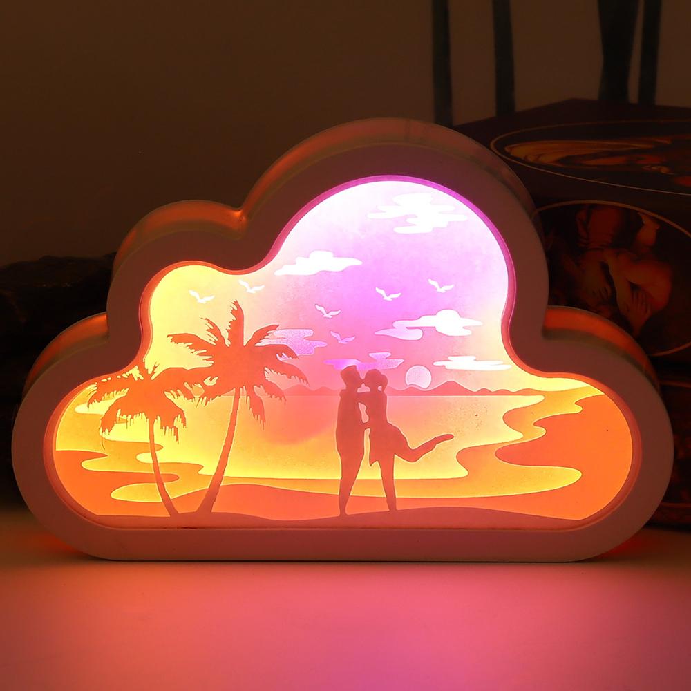 Đèn ngủ khắc giấy 3D Kết hợp với dải đèn LED, tiêu thụ điện năng thấp Hỗ trợ USB