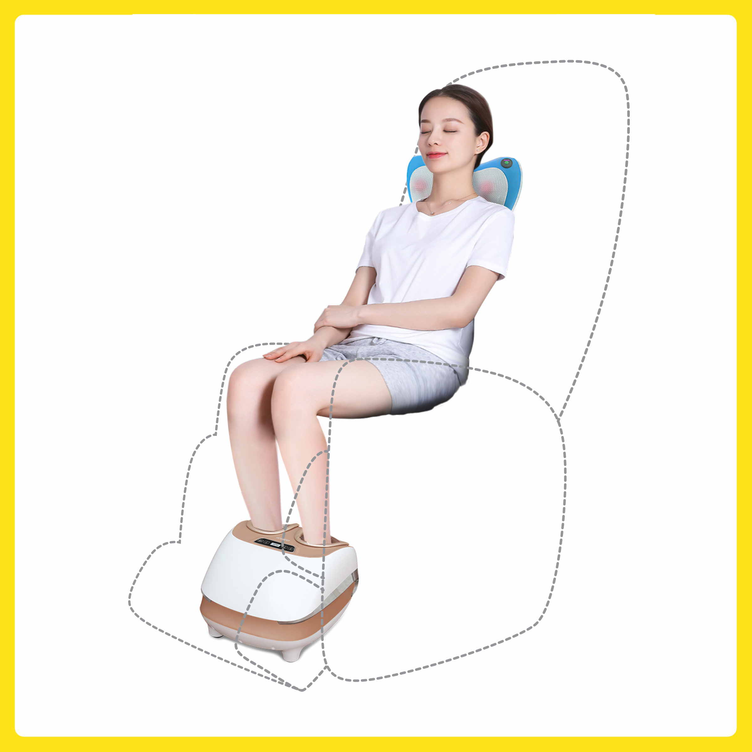 Combo Gối massage OKIA eFancy + Máy Massage Chân OKIA eMiracle