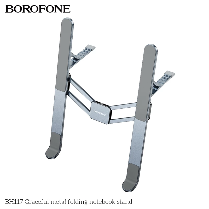 Giá đỡ laptop 15.6 Borofone BH117 chất liệu hợp kim nhôm chắc chắn 6 tuỳ chỉnh góc tản nhiệt hiệu quả _  Hàng chính hãng