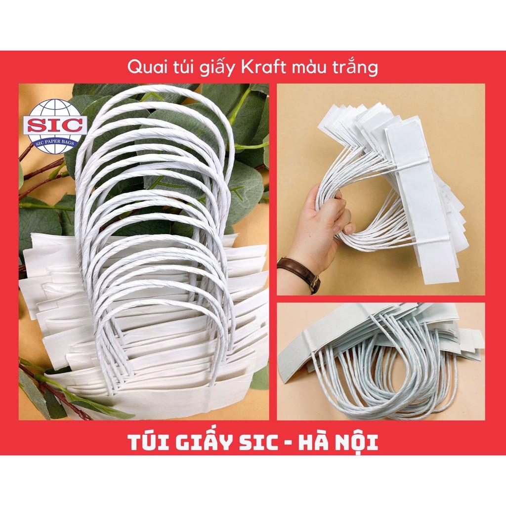 QUAI TÚI GIẤY KRAFT MÀU TRẮNG (ẢNH THẬT)