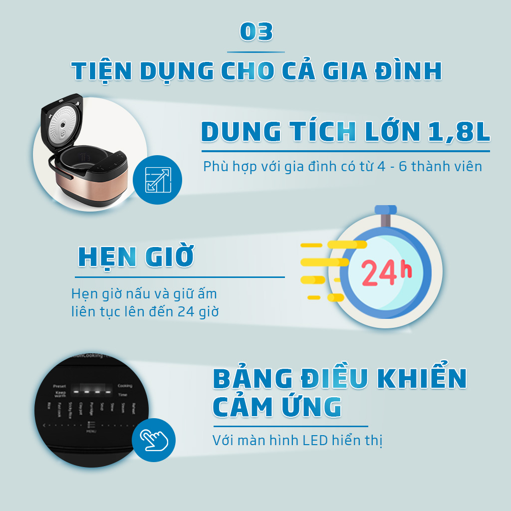 Nồi Cơm Điện Tử Cao Tần BEKO 1,8L Công Suât 1200W, Chống Dính Vượt Trội Với 9 Chương Trình Nấu - RCI80143B - Hàng Chính Hãng