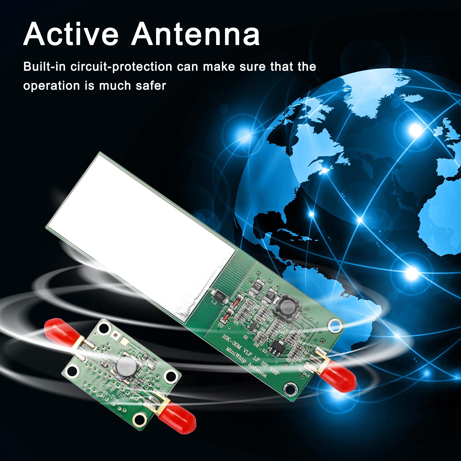 Mini-Whip 10KHz-30MHz 2Pcs Medium and Shortwave RTL‑SDR Active Antenna System Radio Receiver Electronic Component