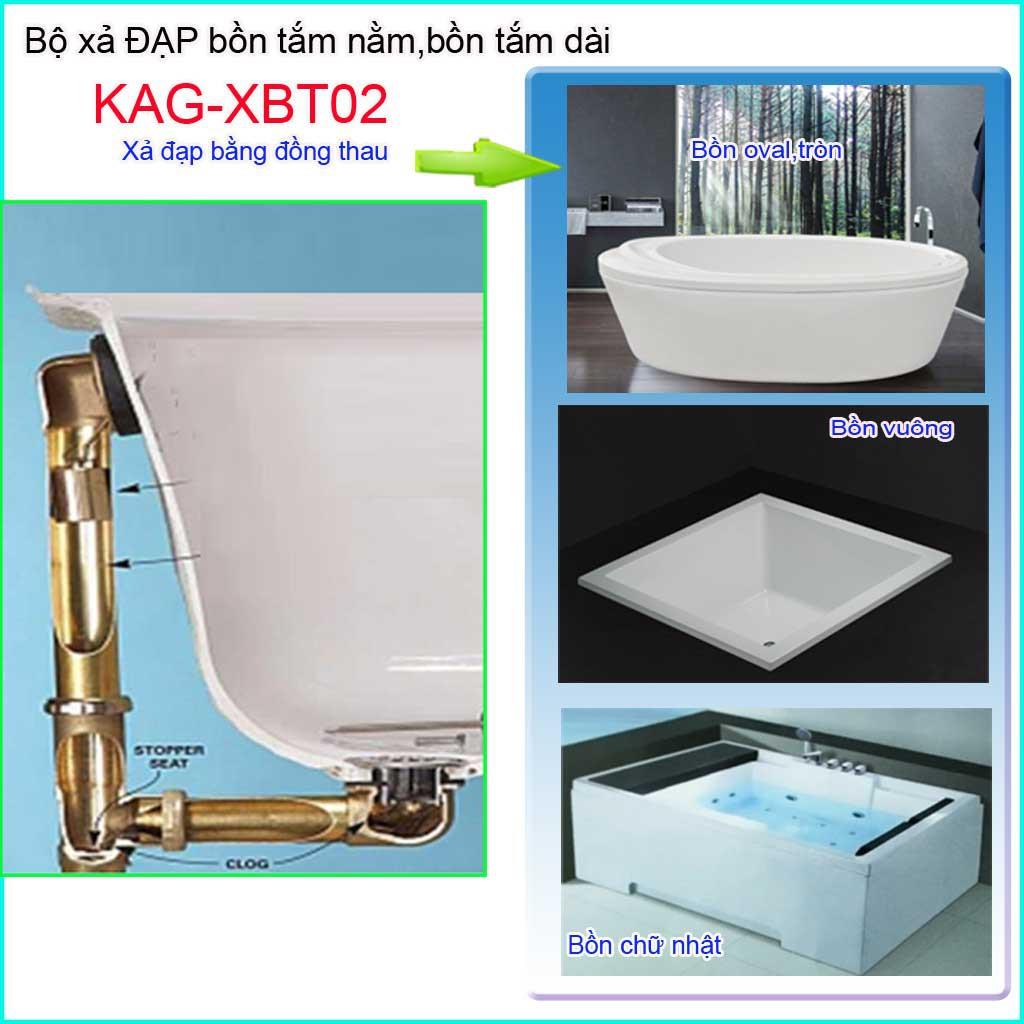 Xả đạp bồn tắm bằng đồng thau KAG-XBT02, Bộ xả dùng cho bồn tắm nằm , xả đạp chân bồn tắm siêu bền sử dụng tốt