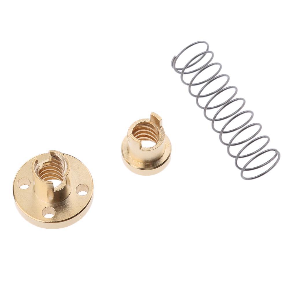 2x 8mm T8 Anti-Backlash Spring Loaded Nut Threaded Rod Screw