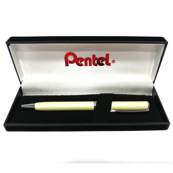 Bút Bi Kim Loại Nắp Vặn Pentel CC Màu Trắng - Mực Xanh B811W-C