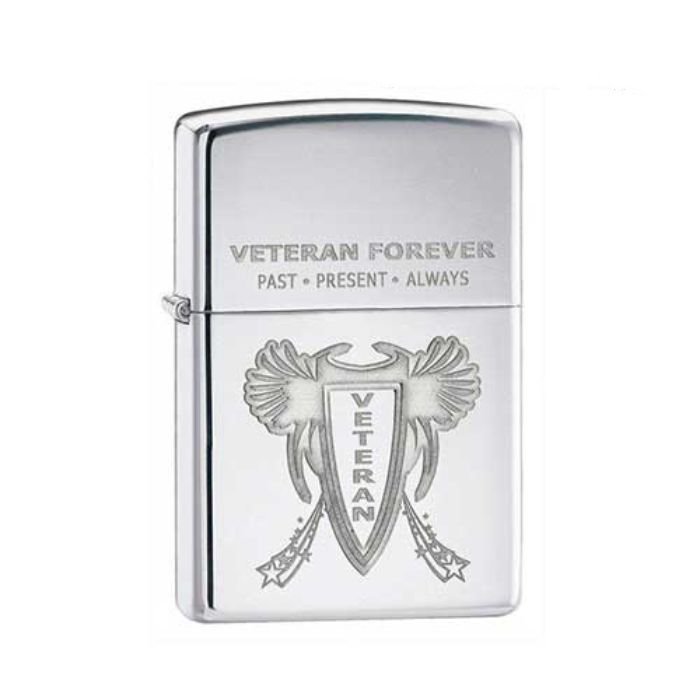 Bật Lửa Zippo Veteran Forever High Polish Chrome Chính Hãng Usa