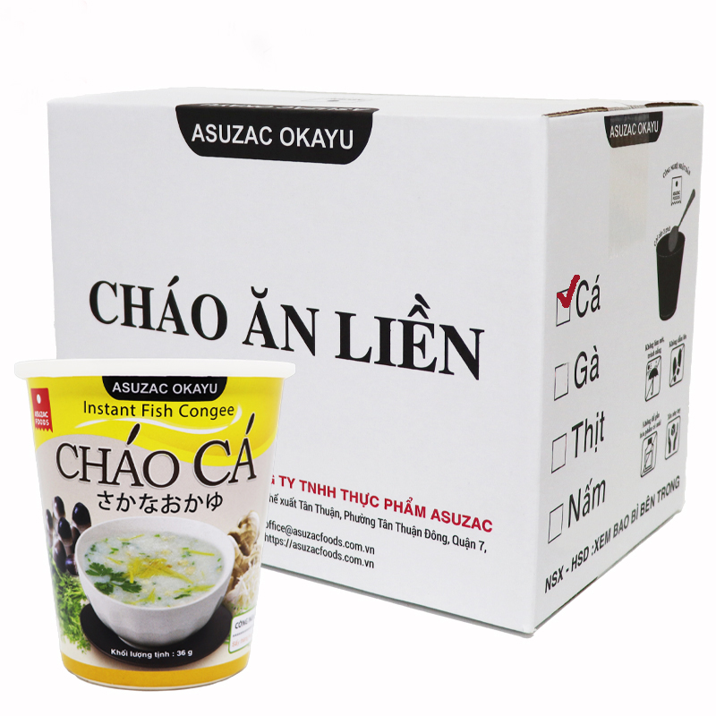 Cháo cá Asuzac thùng 12 ly (36g x 12 ly)