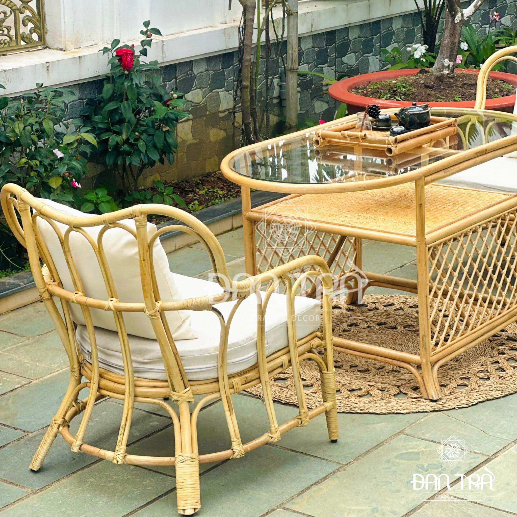 Bộ Bàn Ghế Mây Alizabeth Đan Trà- Bộ Bàn Ghế Mây Thư Giãn Gía Rẻ- Bộ Bàn Ghế Mây Thư Giãn Decor Phòng Khách, Mây Tre Đan Trà