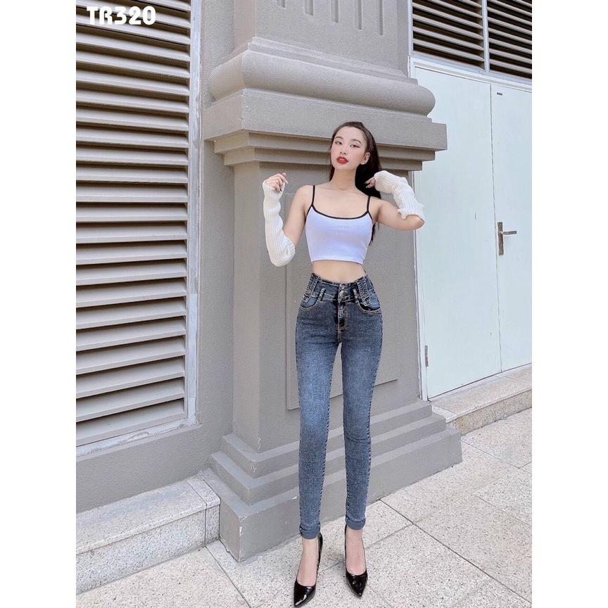 Quần Jean Nữ Lưng Kiểu Vải Co Giãn Tôn Dáng Siêu XInh