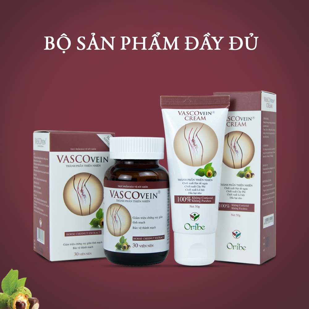 Combo 3 Viên Uống + 1 Kem Hỗ Trợ Làm Giảm Và Phòng Ngừa Suy Giãn Tĩnh Mạch Vascovein