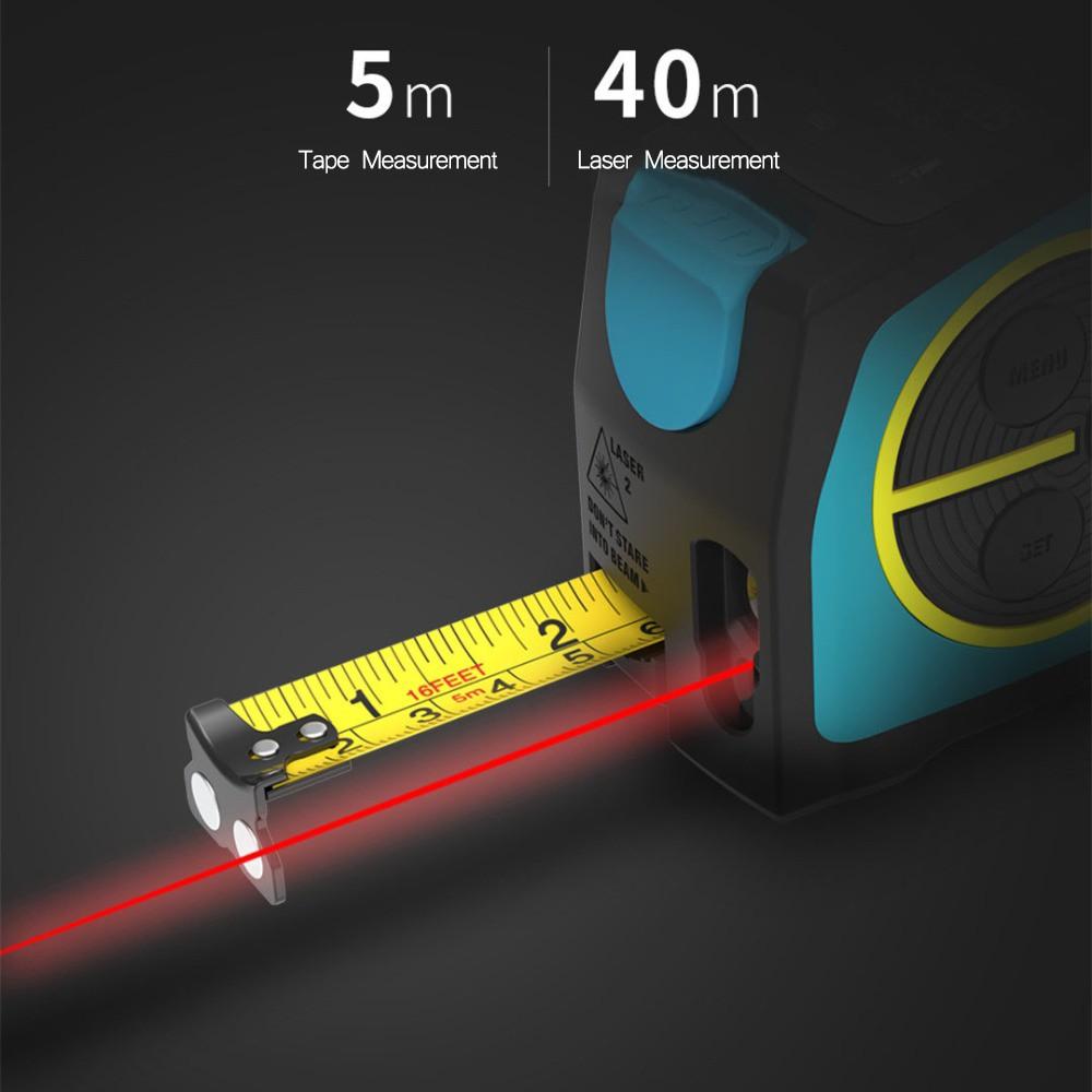 Thước dây Xiaomi 5m kiêm máy đo laser chuyên dụng 2 trong 1 40m với màn hình hiển thị LCD kỹ thuật số