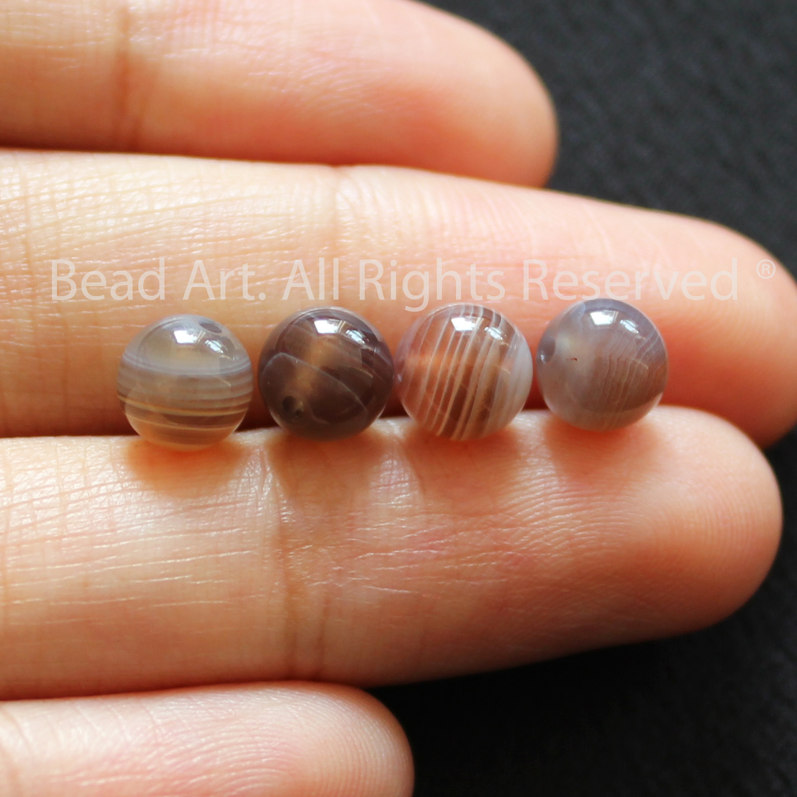 [1 Hạt] 6MM Đá Mã Não Xám Đỏ Tự Nhiên, Gray Agate, Carnelian, Phối Vòng Tay Phong Thuỷ, Chuỗi Hạt, Trang Sức - Bead Art