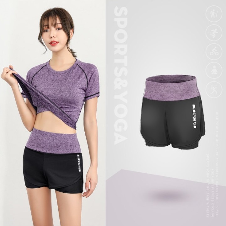 Bộ Đồ Tập Gym Nữ Trẻ Trung 2 Món - Set Quần Áo Tập GYM YOGA Nữ - TÍM - 2XL