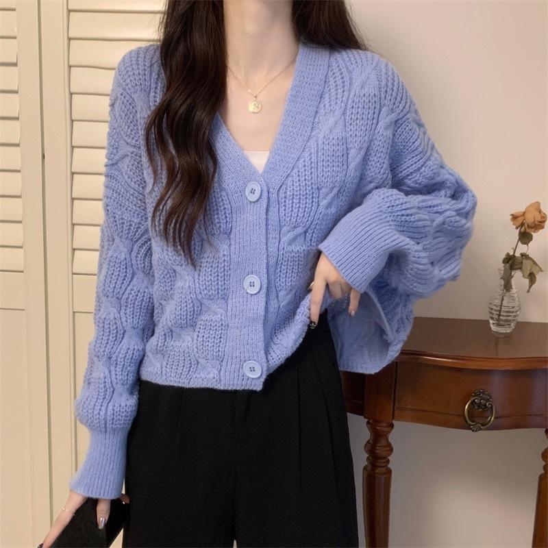 Áo Khoác len nữ (MIỄN SHIP ) Áo cardigan len cánh dơi dáng croptop rộng rãi cổ V trẻ trung năng động, Chất liệu mềm mịn