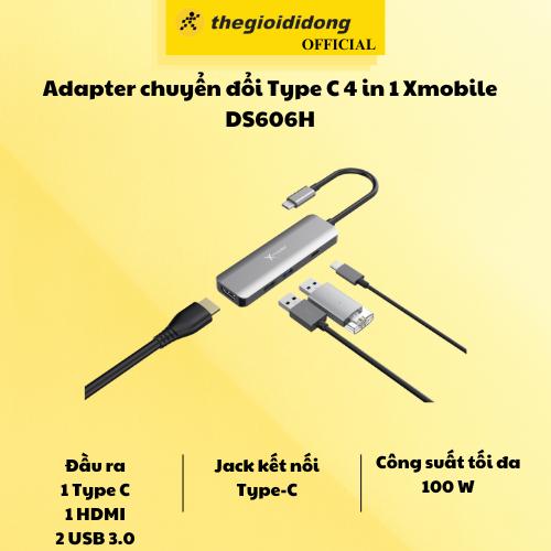 Adapter chuyển đổi Type C 4 in 1 Xmobile DS606H - Hàng Chính Hãng