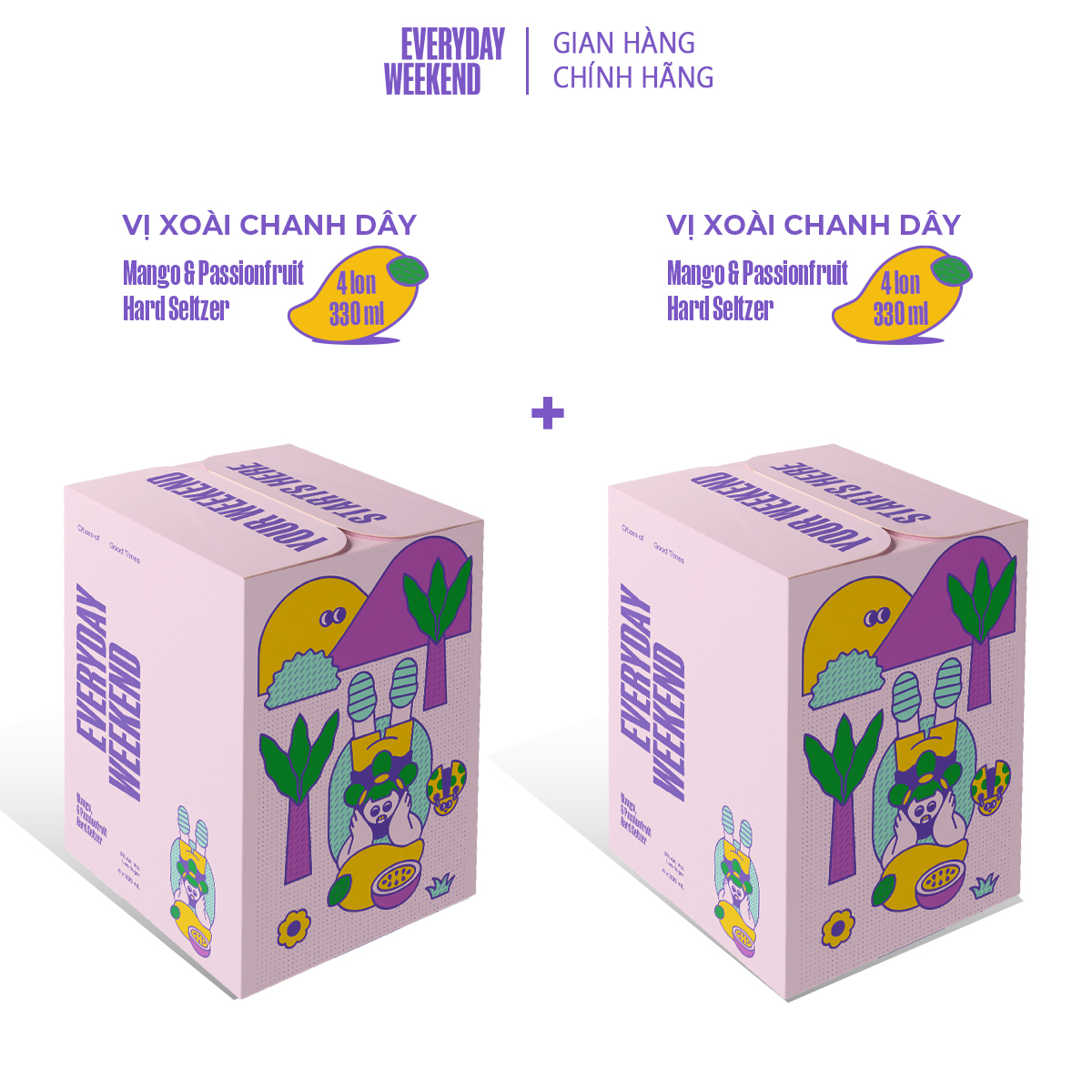 Combo 2 Thùng 4 lon Everyday Weekend Cocktail vị Xoài Chanh Dây (8 lon x 330ml/lon)