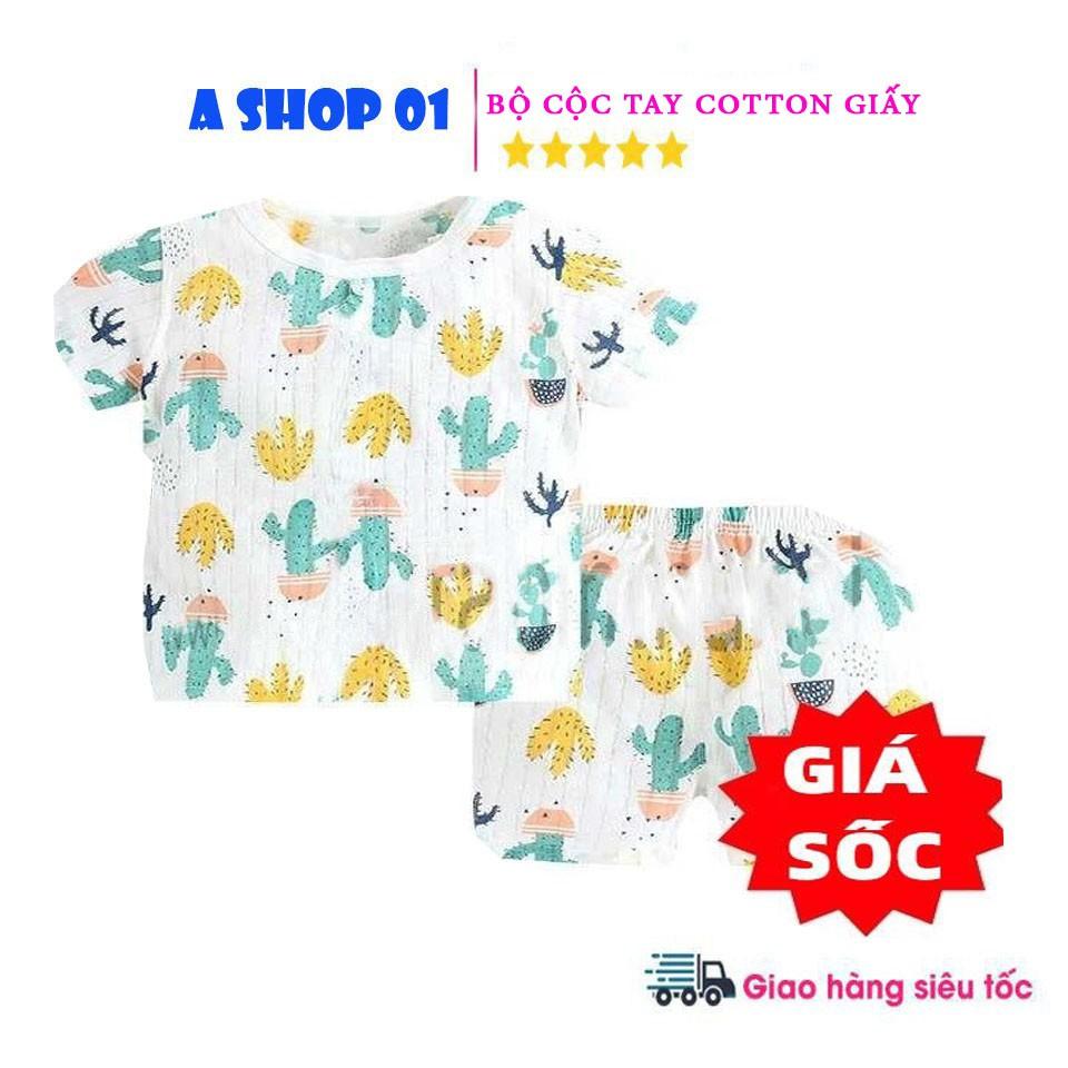 Bộ Cộc Tay cotton giấy cho bé trai & bé gái Từ Sơ Sinh Đến 15kg