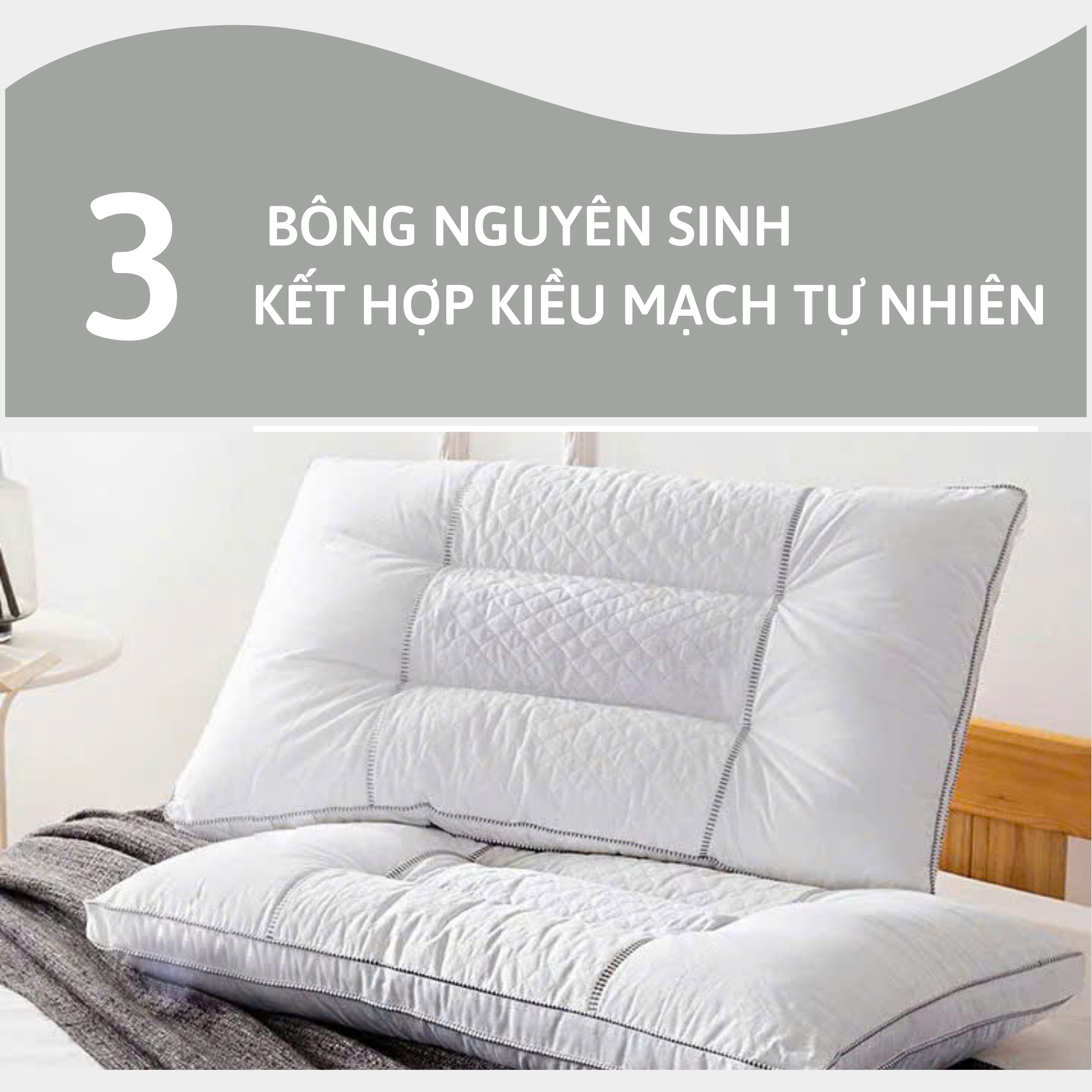 Ruột Gối Kiều Mạch Homemark Cao Cấp - Hỗ Trợ Giấc Ngủ Sâu, Êm Ái, Tự Nhiên, Thoáng Khí - Kích Thước 50x70cm