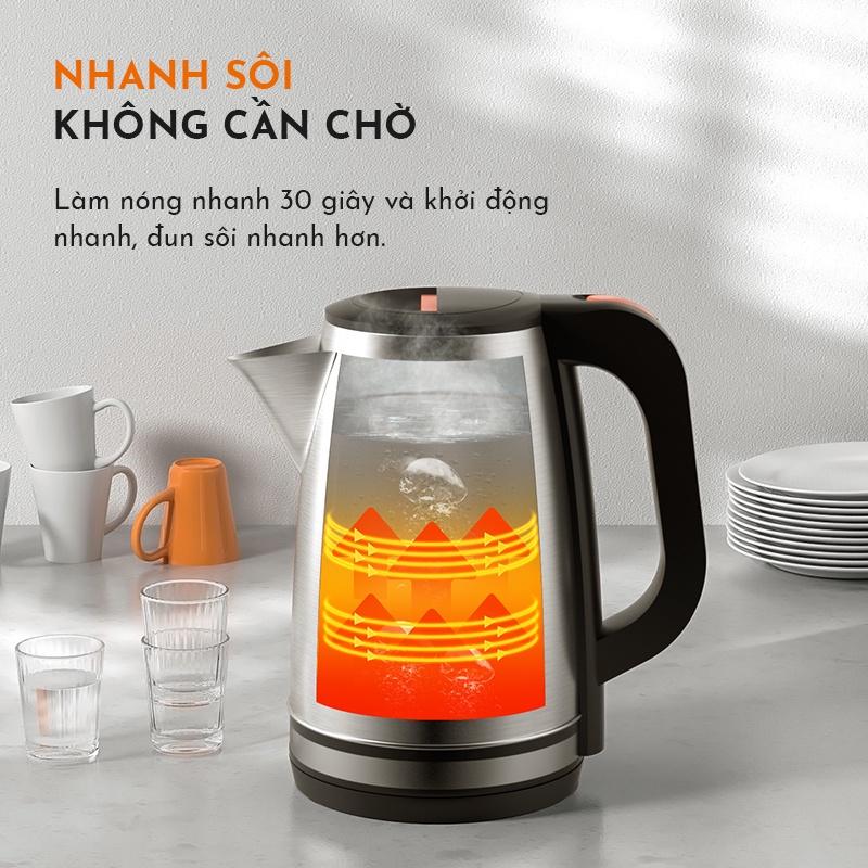 Bình đun nước siêu tốc Gaabor EK20M-WH01A 2L công suất 1500W cao cấp dễ vệ sinh - Hàng chính hãng