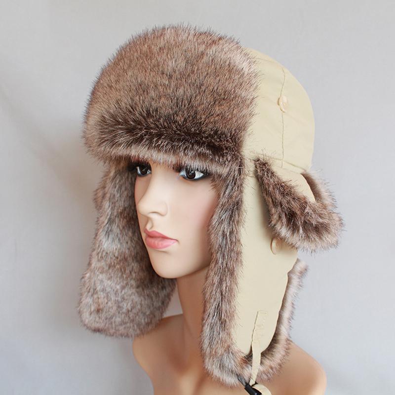 Unisex Giữ Ấm Mùa Đông Nga Nón Lông Thú Giả Bẫy Bắt Mũ dành cho Nam Nữ Chống Gió Máy Bay Ném Bom Nón Ushanka Tai Vạt