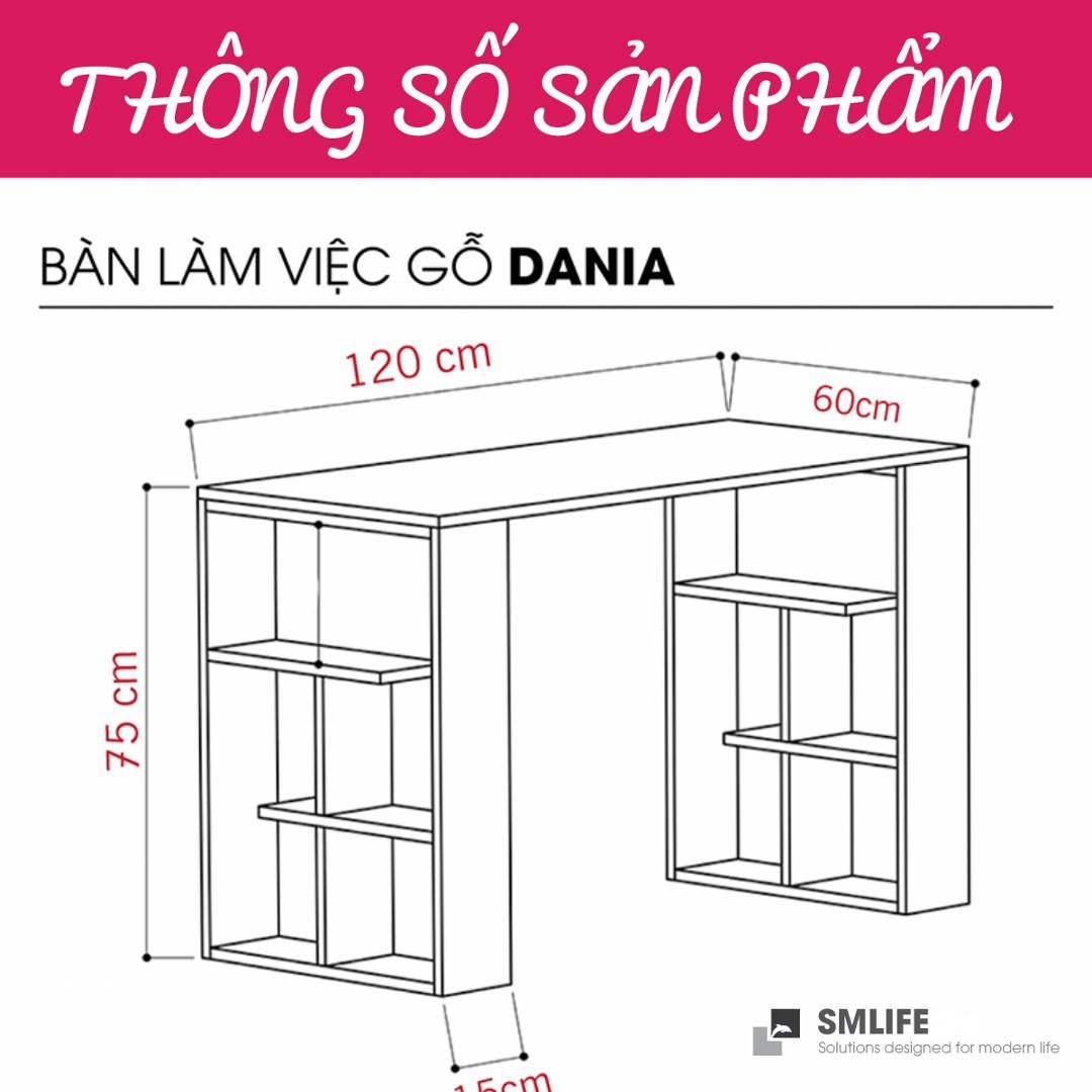 Bàn gỗ làm việc hiện đại SMLIFE Dania  | Gỗ MDF dày 17mm chống ẩm | D120xR60xC75cm