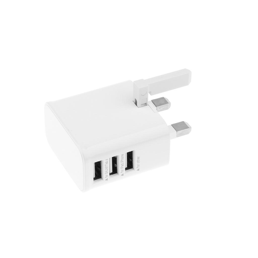 UK Plug 3 USB Port Quick Charge Wall Charger Power Adapter for Cell Phone