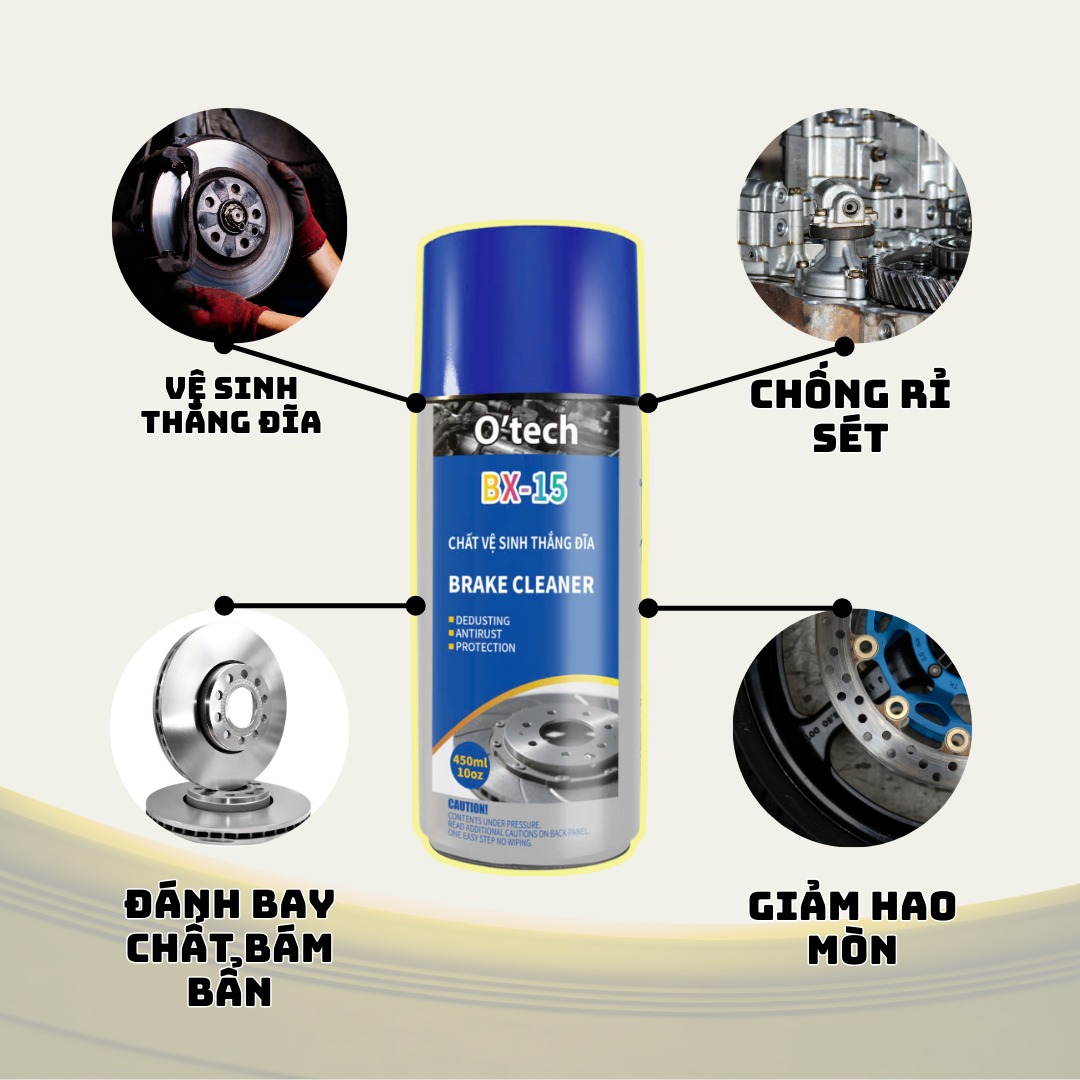 Bình xịt vệ sinh thắng đĩa O'tech BX-15 - Hàng Chính Hãng