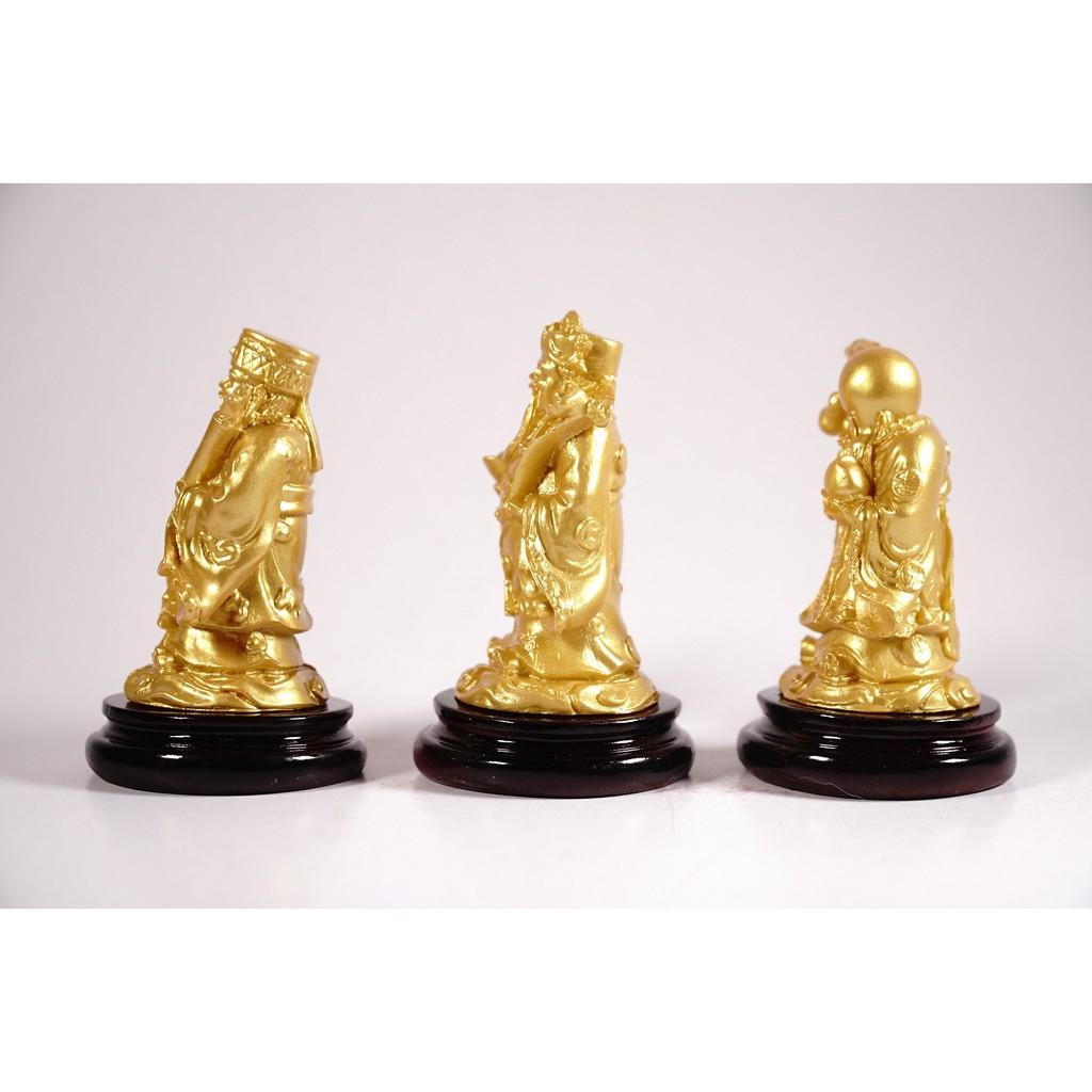 Bộ tượng Tam Đa Phúc Lộc Thọ cầu tài lộc nhũ vàng - Cao 13cm