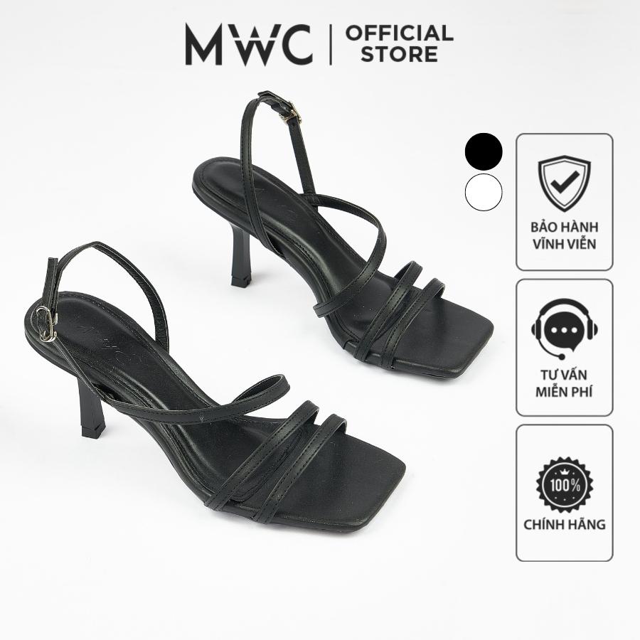 Giày Sandal Cao Gót MWC 4376 - Giày Sandal Cao Gót Quai Ngang Mảnh Cách Điệu Gót Nhọn 7cm Thời Trang