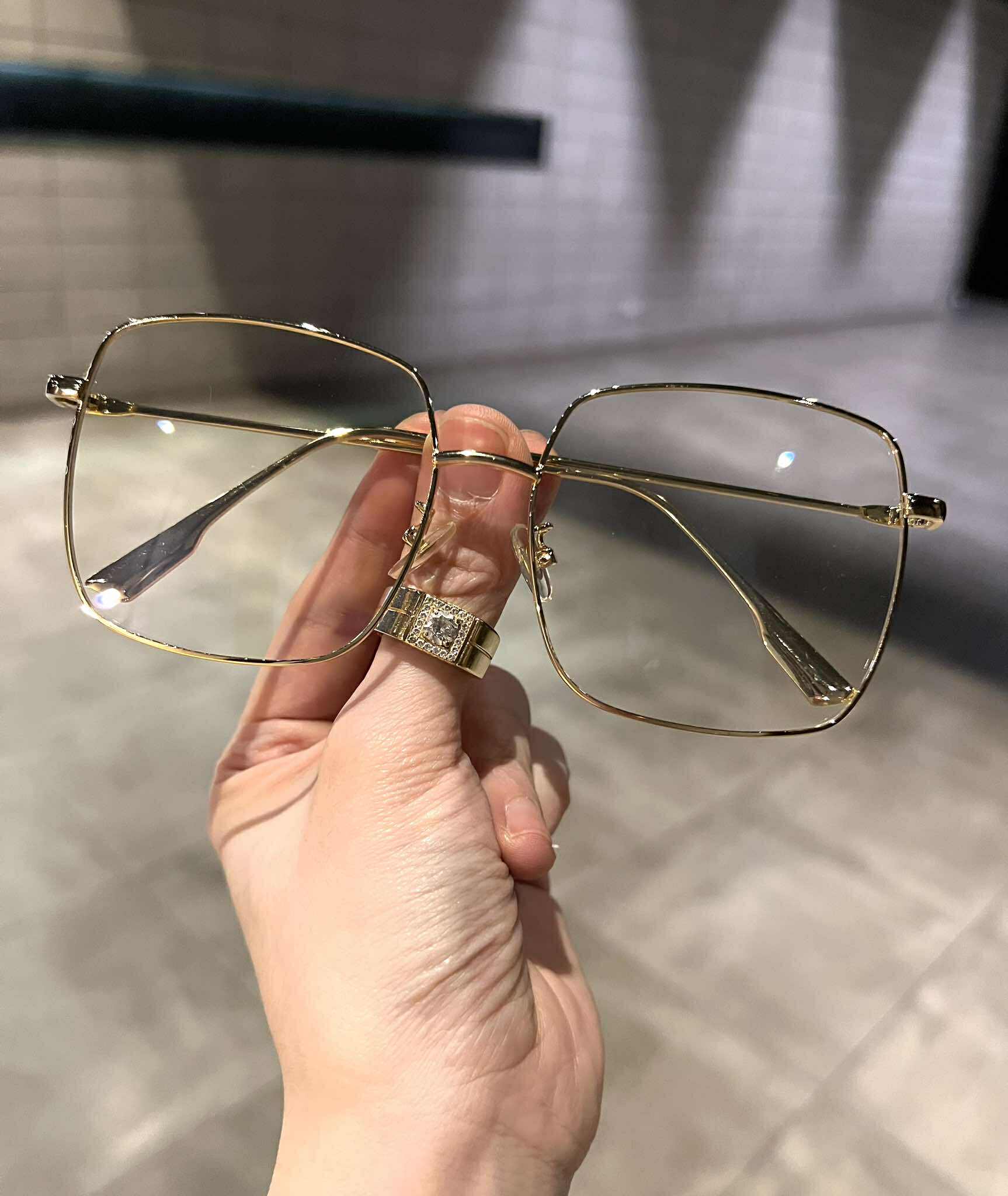 Kính mắt kim loại Korea chống ánh sáng xanh dáng vuông cho nam nữ unisex nam nữ