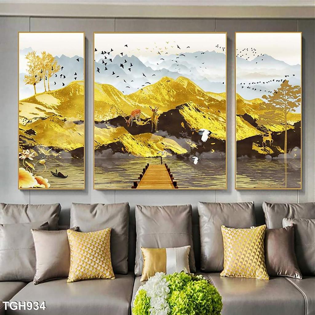 Tranh treo tường tráng gương bóng kiếng nai trừu tượng hiện đại sang trọng B-4586