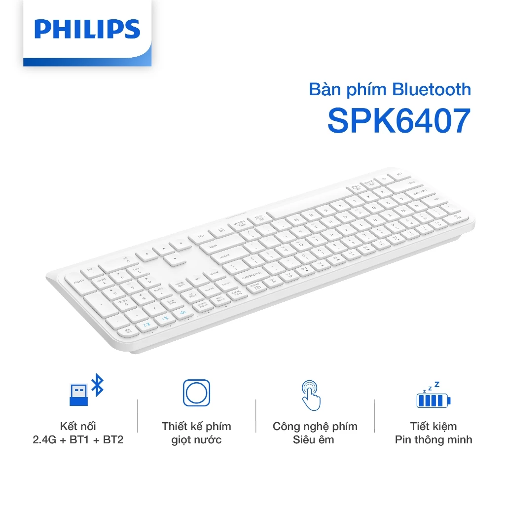 Bàn phím Bluetooth Philips SPK6407 - Hàng Chính Hãng