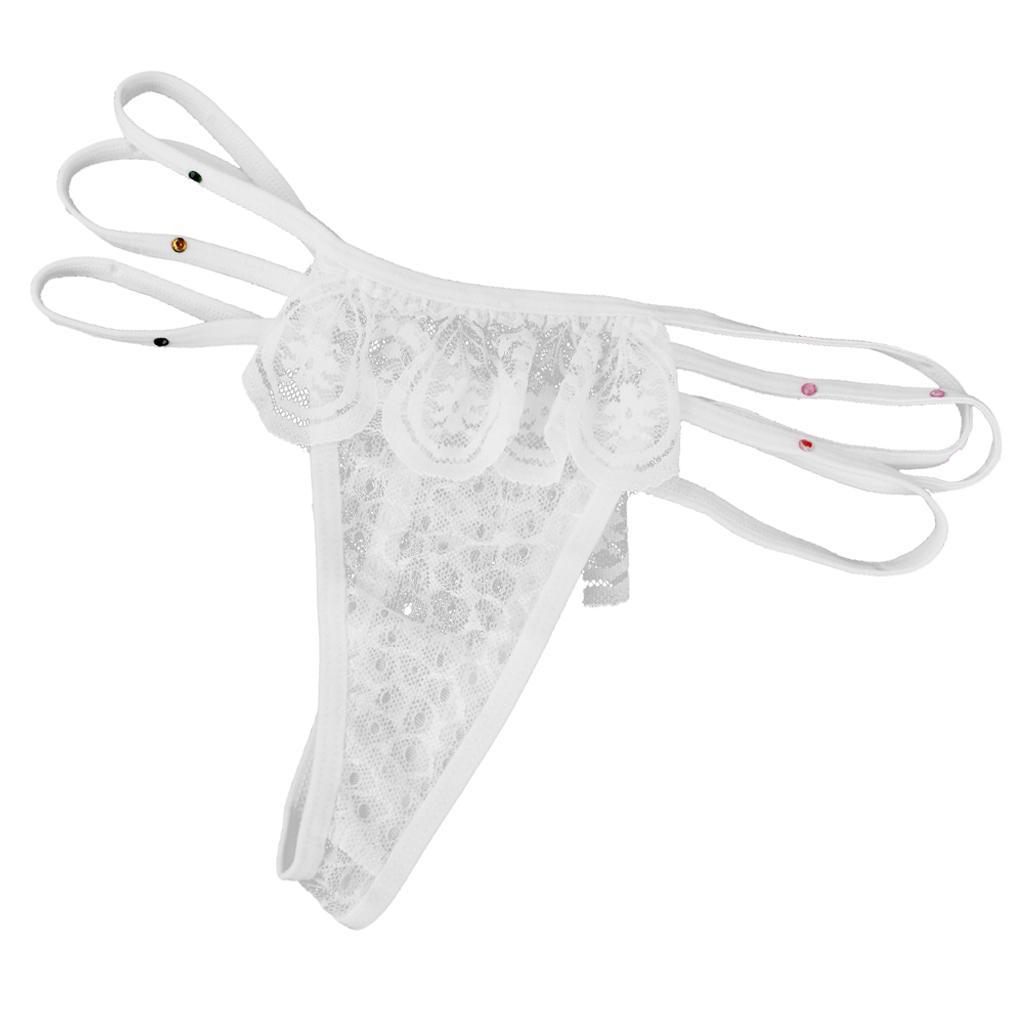 2-4pack Sexy Women Lace Underwear G-String T Thongs Intimates Briefs White