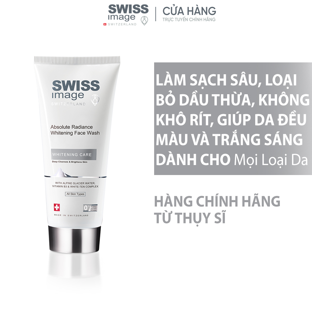Bộ đôi dưỡng trắng Swiss Image gel rửa mặt và nước cân bằng làm sạch ngừa đốm đen trắng sáng cho mọi loại da