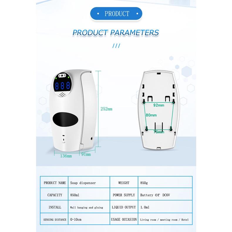 Nhiệt kế 2 trong 1 N06 Pro Nhiệt kế kỹ thuật số không tiếp xúc Có thể lắp cùng với nước rửa tay Cảm biến thông minh