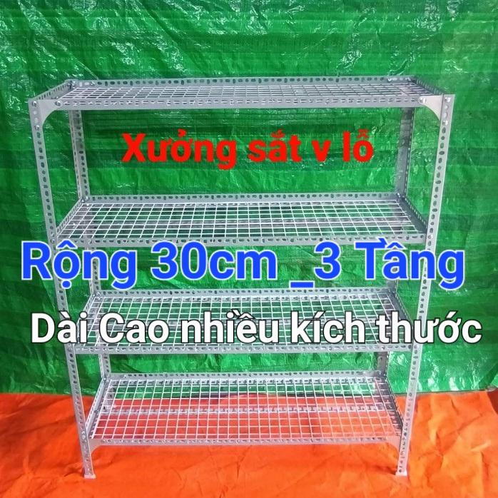 Kệ sắt v lỗ 3 TẦNG Kệ vỉ lưới sắt ô vuông ,DÀI CAO NHIỀU KÍCH THƯỚC LỰA CHỌN