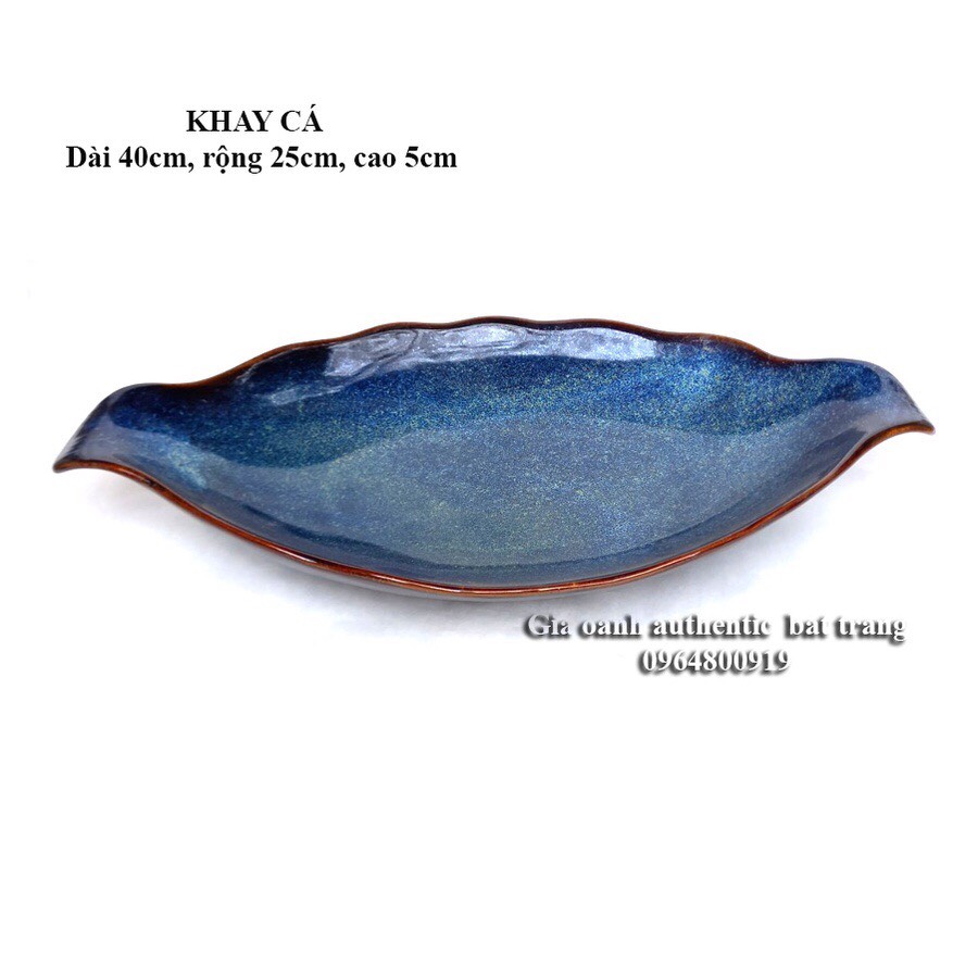 KHAY CÁ - Khay bầu dục đựng đồ ăn lẩu, tiệc - gốm sứ men xanh hỏa biến cao cấp - Chuyên dùng nhà hàng khách sạn 5 sao