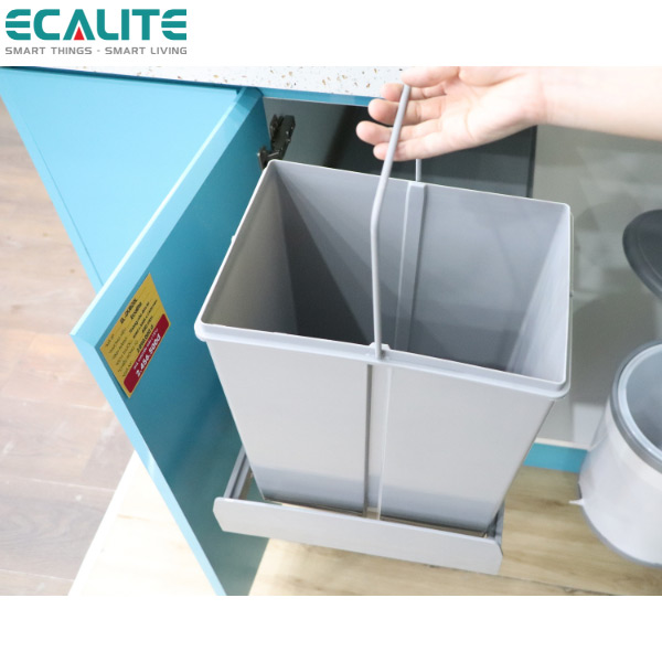 Thùng rác âm tủ Double Dustbin Ecalite EL-DUB20L - Hàng Chính Hãng